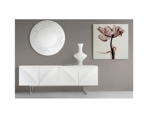 Buffet enfilade laqué blanc 4 portes design ARTA - Blanc - L 200 x P 45,5 x H 74,5 cm