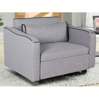 Fauteuil Convertible Cobie En Tissu Gris Clair Avec