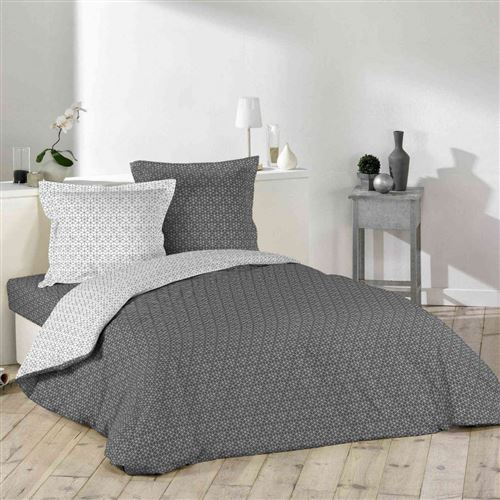 Housse de couette Optic anthracite/blanc 140x200 cm