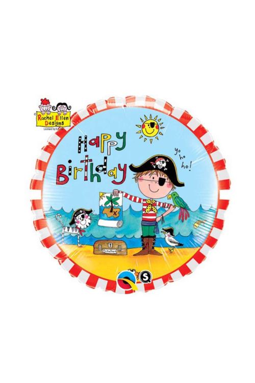Ballon Aluminium happy Birthday Pirate 45cm 18 Qualatex© - Multicolores