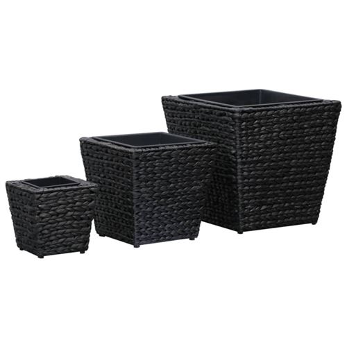 vidaXL Jardinières 3 pcs Jacinthe d'eau Noir