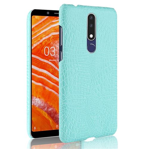 Etui en PU enduit de crocodile cyan pour votre Nokia 3.1 Plus
