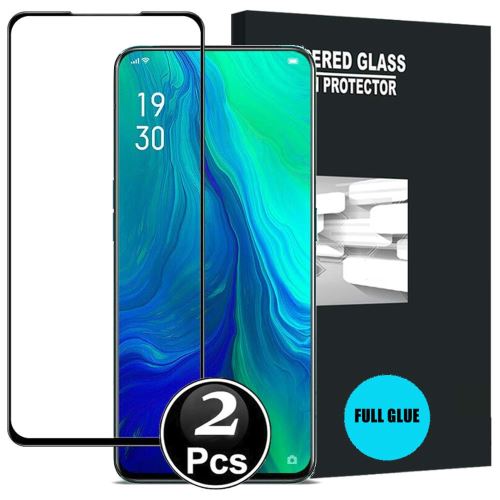 Oppo Reno 10x Zoom Vitre protection d'ecran en verre trempé incassable protection integrale Full 3D Tempered Glass FULL GLUE - [X2-Noir]