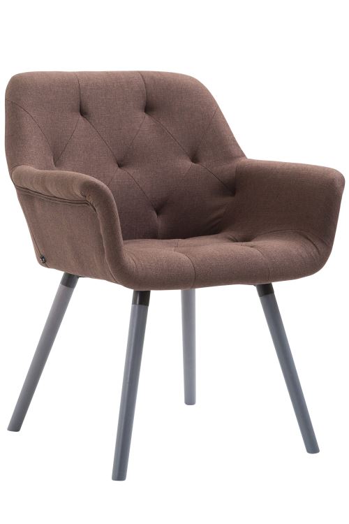 Chaise de Salle à manger Cassidy en Tissu - Chaise Style scandinave avec assise capitonnée - Piètement Bois de Hêtre Gris - Couleur Marron