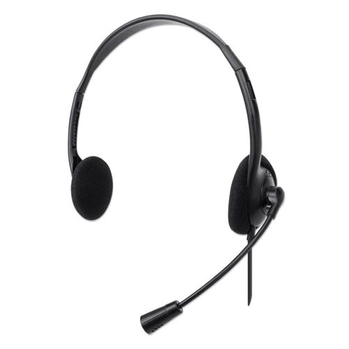 Casque Stéréo filaire Manhattan - USB-A - Oreillette légère - Microphone réglable - Compatible PC PS4 PS5 - Noir
