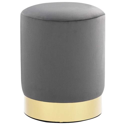 VIDAXL - Tabouret - Velours - Gris - 28 cm - Image 2