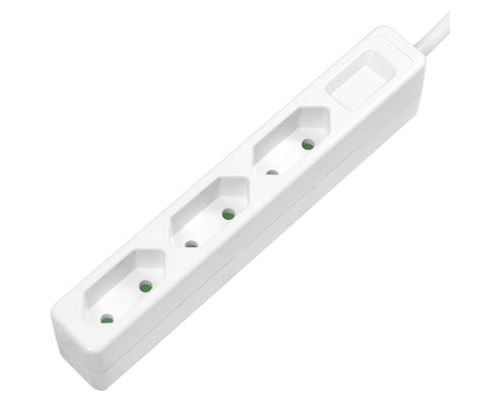Bloc multiprise sans interrupteur LPS229 x3 blanc fiche avec contour
