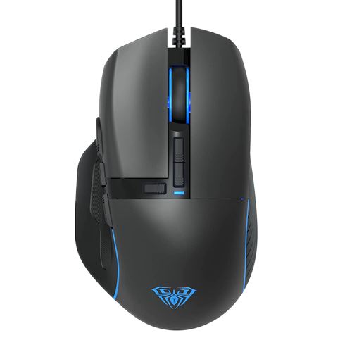 AULA F808 Souris gamer 10 boutons avec programmation macro, 4200 DPI, optique, filaire USB, r&eacute;tro&eacute;clairage LED