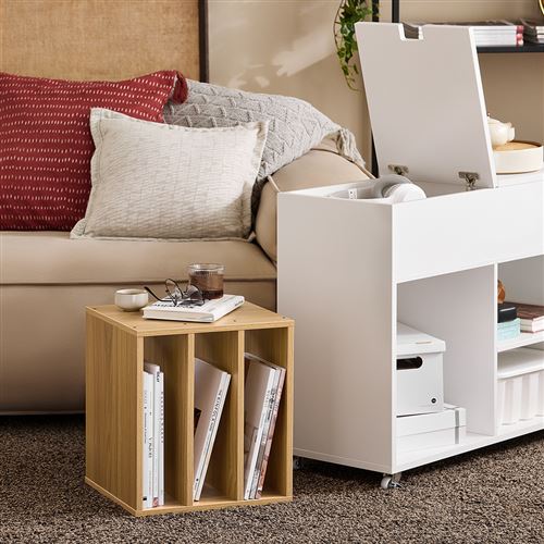 SoBuy FBT134-W archivos armario carrito de armario mesa de impresora soporte de rollo contenedor con 4 rollos armario de almacenamiento