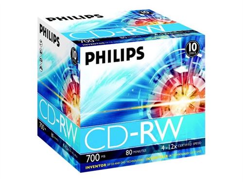 Philips CW7D2NJ10 - 10 x CD-RW - 700 Mo (80 min) 4x - 12x - boîtier CD