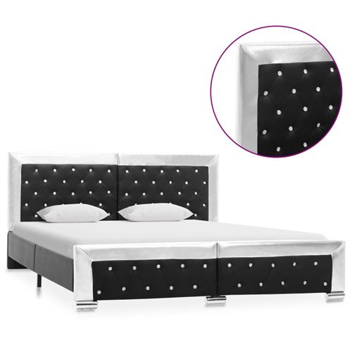 vidaXL Cadre de lit Noir Similicuir 160x200 cm