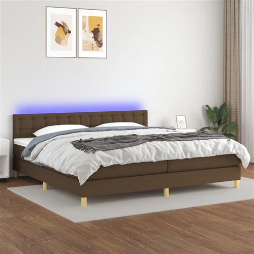 vidaXL Sommier à lattes de lit matelas et LED Marron foncé 200x200 cm3134064