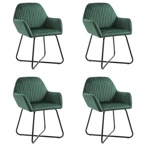Non Communiqué Vert Chaises À Manger Lot De 4 Velours