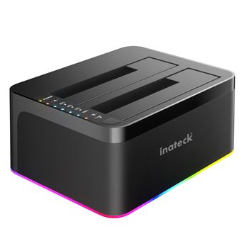 Inateck RGB USB-C Station d’Accueil, avec la Fonction de Clone Hors-Ligne, pour HDDs et SSDs 2,5 et 3,5 Pouces, UASP Soutenu - 1