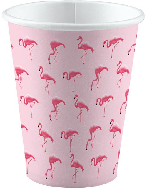 Amscan gobelets à glace flamands 270 ml carton vert / rose 8 pièces