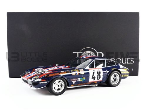 Voiture Miniature de Collection TOP MARQUES COLLECTIBLES 1-18 - FERRARI 365 GTB4 Daytona - Le Mans 1975 - Blue - TOP114H