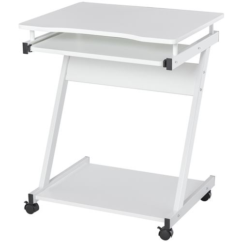 Homcom Mobiel computerbureau - Computer tafel - Schuifbaar tablettoetsenbord + plank - Wit