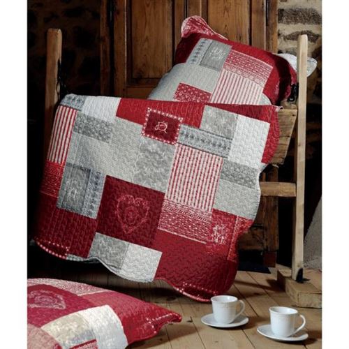Boutis Arkansas Rouge 240x260cm, 2 Taies 65x65cm, 100% Microfibre