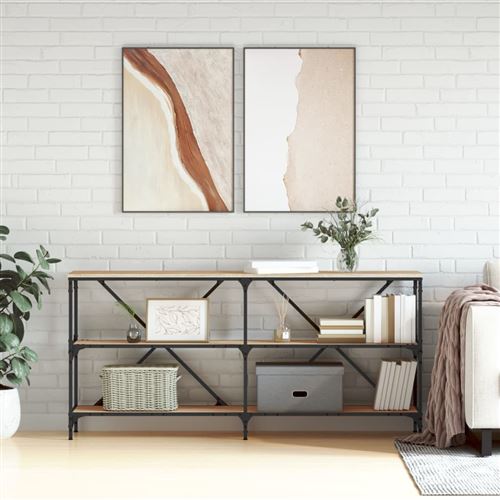 vidaXL Wandtafel 160x30x75 cm bewerkt hout en ijzer sonoma eikenkleur832849