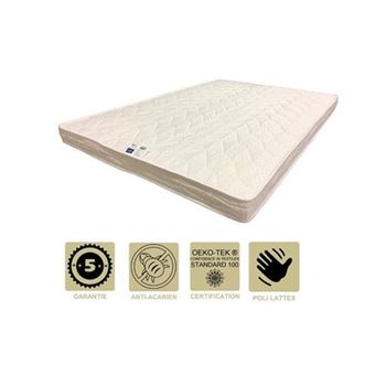 Matelas soutien ferme mémoire de forme 140x190 x 14 cm - 5 zones de confort - ame poli lattex haute résilience - hypoallergénique - 1