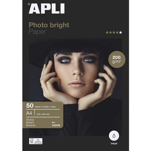 Papier Photo A4 - 200G Brillant - 50 Feuilles - Apli