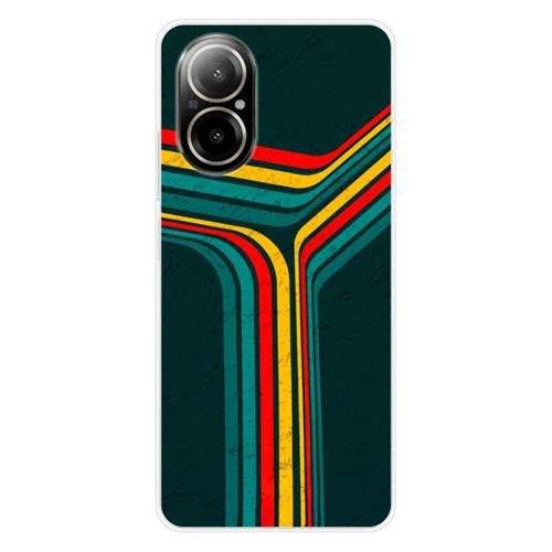 Coque en silicone imprimée compatible Realme C67 4G Retro lines
