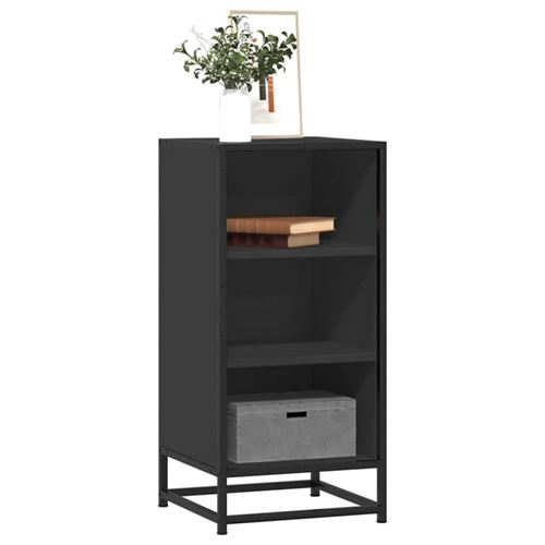 Vidaxl Noir Buffet 35,5X35x76 Cm Bois D Ingénierie Et Métal - Image 3