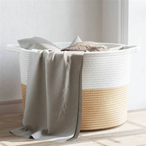 Vidaxl Beige/Blanc Panier À Linge - Et - Image 3