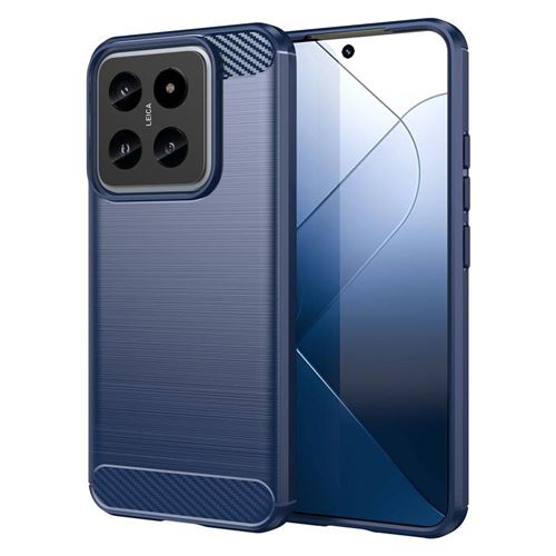 Coque pour Xiaomi 14 5G - housse etui silicone gel carbone + film ecran - BLEU FONCE - htdmobiles