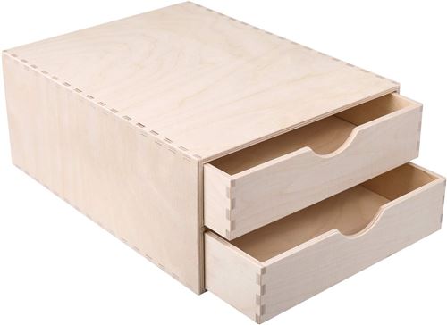 Boite de rangement Creative Deco Petite Commode Bois 2 Tiroir 33 x 25 x  13,5 cm Petit Meuble Rangement