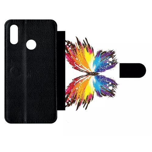 Etui My-Kase pour P smart 2019 - papillon multicolor - Simili-cuir Noir
