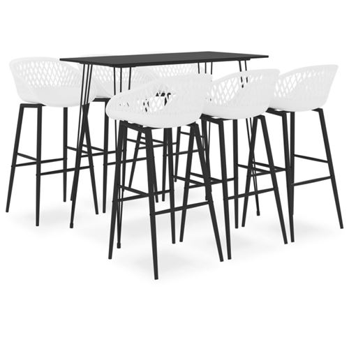 Ensemble de bar 7 pcs Noir et blanc Vidaxl Noir et blanc