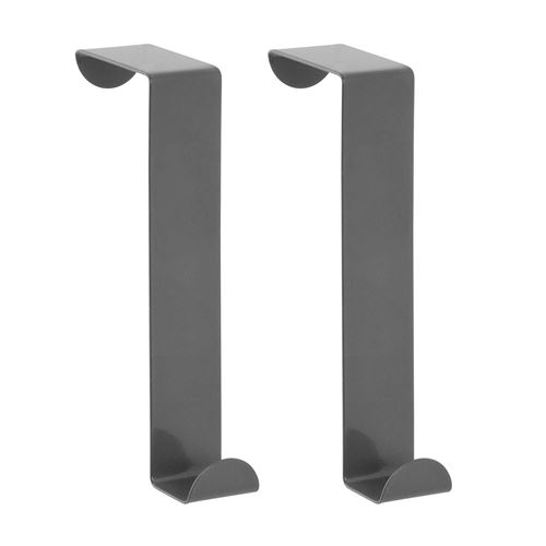 set de 2 crochets de porte metal gris
