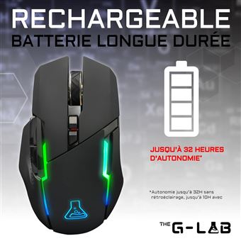 Souris gaming RGB sans fil THE G-LAB 7200 DPI - Noir