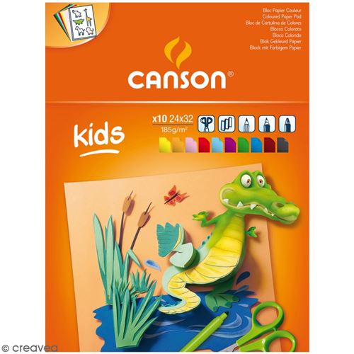 Bloc papier création Canson kids - Couleur - 24 x 32 - 10 feuilles