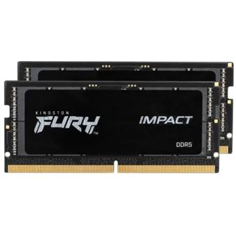 Kingston FURY Impact - DDR5 - kit - 32 Go: 2 x 16 Go - SO DIMM 262 broches - 5600 MT/s / PC5-44800 - CL40 - 1.1 V - mémoire sans tampon - on-die ECC - 1