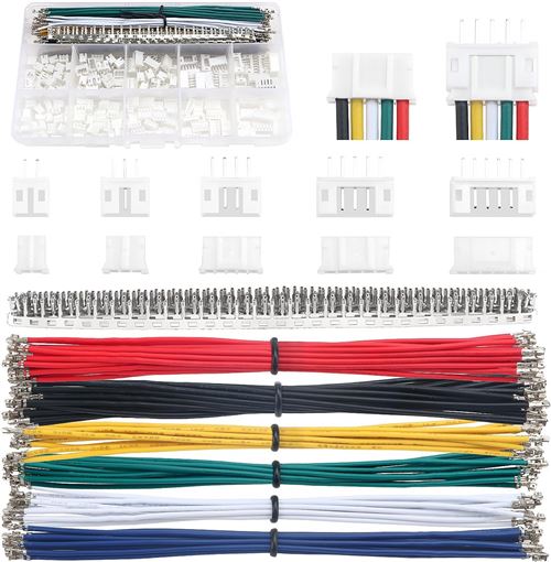 Lot de 420 Kits de connecteur JST 1,5 mm : kit JST-PH 2/3/4/5/6 Broches, connecteurs mâles et Femelles, câbles 26 AWG pré-pressés et Broches Femelles Doubles