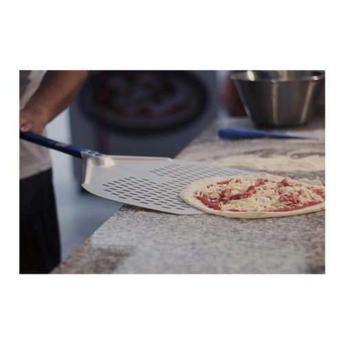Pelle Pizza Aluminium Anodisé 36 Rectangulaire Perforée Manche 120 cm