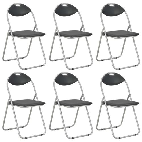 vidaXL Chaises pliantes de salle à manger 6 pcs Noir Similicuir