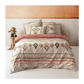Parure de lit - 129CTN62802 - 1 housse de couette 220 x 240 cm + 2 taies d'oreiller 60 x 60 cm - 100% coton ranforcé - Rouge - 1