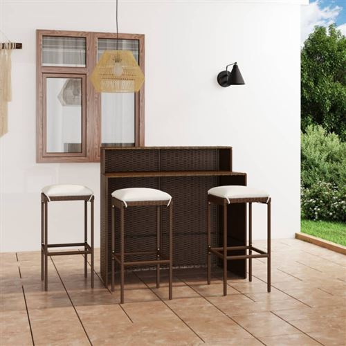 Non Communiqué Beige Ensemble De Bar De Jardin Avec Coussins 4 Pcs Marron