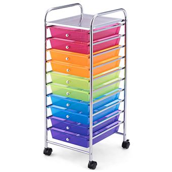Chariot De Rangement à 5 étages Avec Roulettes - Plastique Blanc - 29x18.5x118 Cm - Pour Jouets, Livres, Fournitures