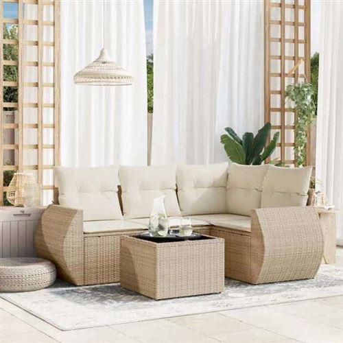 Non Communiqué Beige Salon De Jardin Modulable Vidaxl Resine Tressee 5 Pieces 62 X 71 X 69 Cm 4 Personnes