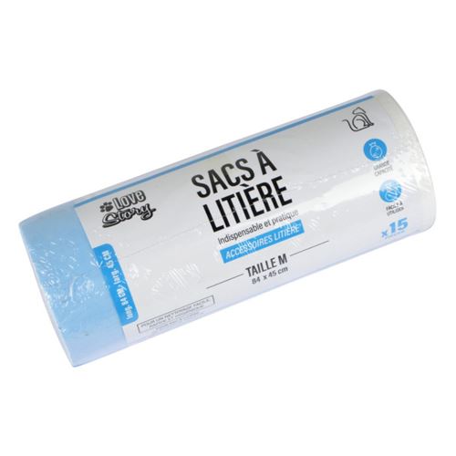 Lot de 15 Sacs à Litière Poignées 84cm Transparent