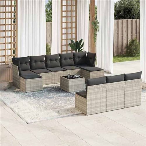 Non Communiqué Gris Vidaxl 11 Pieces Resine Tressee Salon De Jardin Modulable