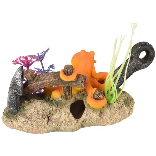LETO ancre + octopus. 16 x 8 x 9 cm. décoration pour aquarium. - Flamingo Pet Products - FL-410212