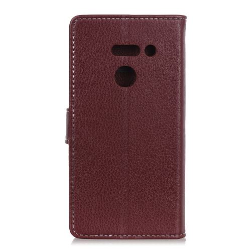 Etui en PU support de litchi marron pour votre LG G8 ThinQ