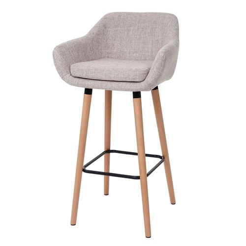 2x tabouret de bar Malmö T381, chaise bar/comptoir tissu, crème gris