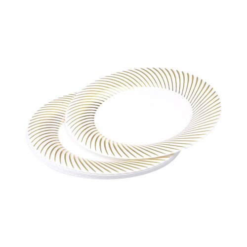 set 6 assiettes blanches avec contour or en ps - ø23cm