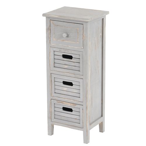 Commode / table d'appoint / armoire, 4 tiroirs, 30x25x74cm, shabby, vintage, gris